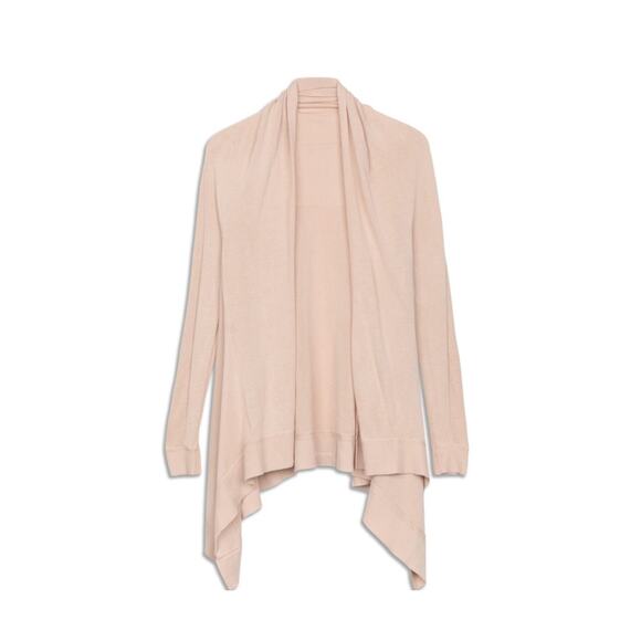 Lululemon Beige White Opal Cashlu Cashmere Blend Open Sweater Wrap Cardigan L/XL - Picture 1 of 12